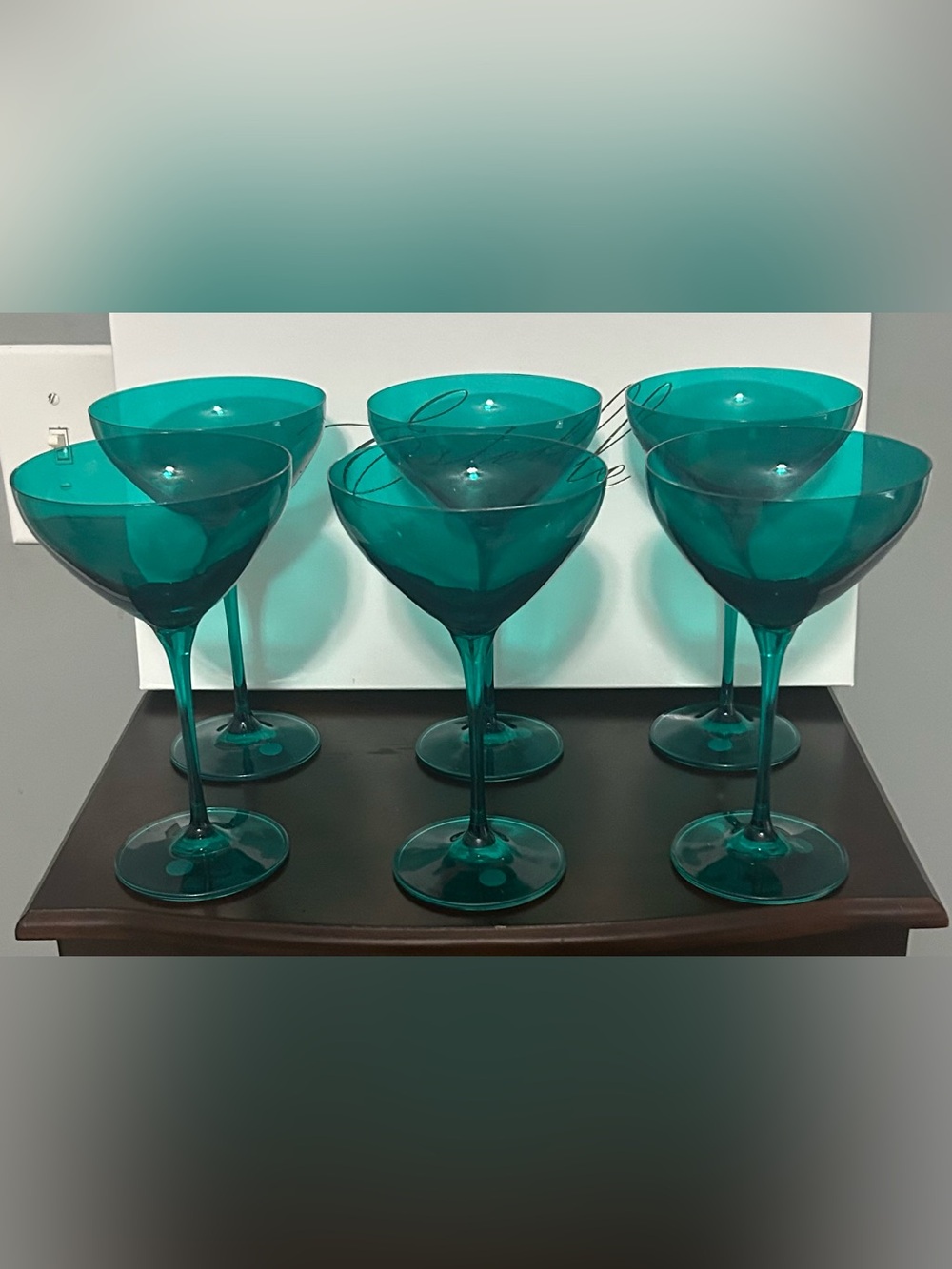 Estelle Emerald Green Coupe Martini Glasses - Set of 6 - Picture 2 of 2